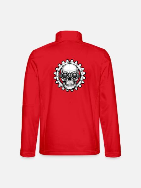 Totenkopf Zahnrad Fliegerbrille Biker T-Shirt - Unisex Softshelljacke - Rot - Hinten