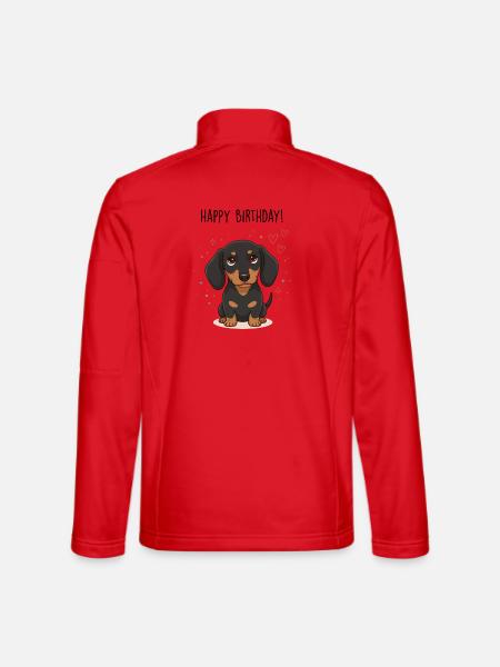 Süßer Dackel, Geburtstags-Welpenkarte & Tee - Unisex Softshelljacke - Rot - Hinten