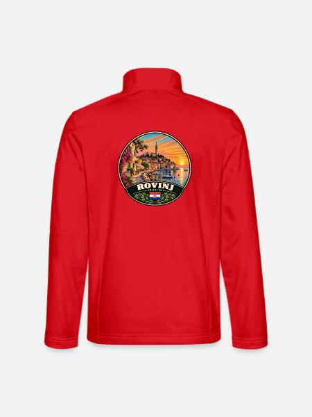 Rovinj Kroatien Hafen Stadt Sonnenuntergang Meer - Unisex Softshelljacke - Rot - Hinten
