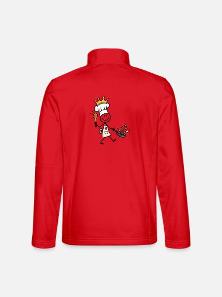 Lustiger kleiner Koch mit Krone und Pfanne - Unisex Softshelljacke - Rot - Hinten