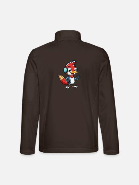 Woodpecker Lustige Zeichentrickfigur Kopfhörermusik - Unisex Softshelljacke - Schokobraun - Hinten