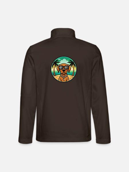 Ungarische Vizsla Hunderasse Cartoon Sonnenbrille Strand - Unisex Softshelljacke - Schokobraun - Hinten