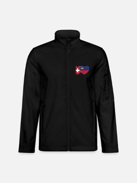 Schweiz Liechtenstein Flagge Herz - Unisex Softshelljacke - Schwarz - Vorne