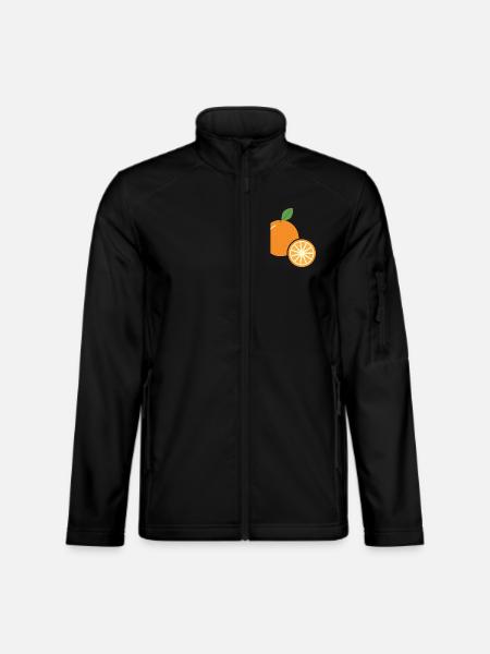 Orange mit Orangenscheibe - Frucht Motiv - Unisex Softshelljacke - Schwarz - Vorne