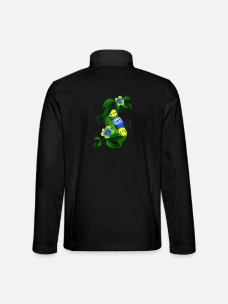 Wellensittich in der Erbse - Unisex Softshelljacke - Schwarz - Hinten