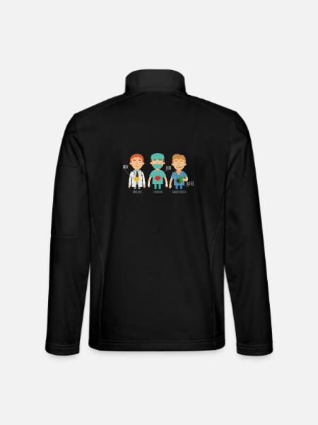Kaffeefleckiger Anästhesist Arztkittel - Unisex Softshelljacke - Schwarz