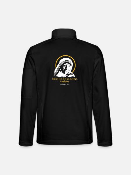 Heilige Mutter Teresa mit Heiligenschein - Spruch - Unisex Softshelljacke - Schwarz - Hinten