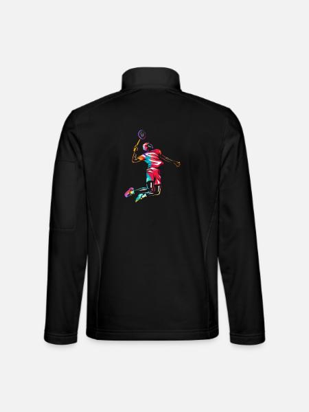 Federflinke Badminton Spielerin - Unisex Softshelljacke - Schwarz - Hinten