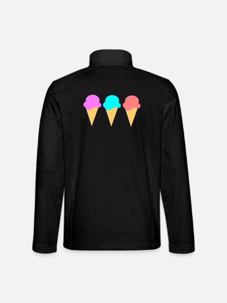 Eis Eiscreme Erdbeere Erdbeereis Sommer Festival - Unisex Softshelljacke - Schwarz - Hinten