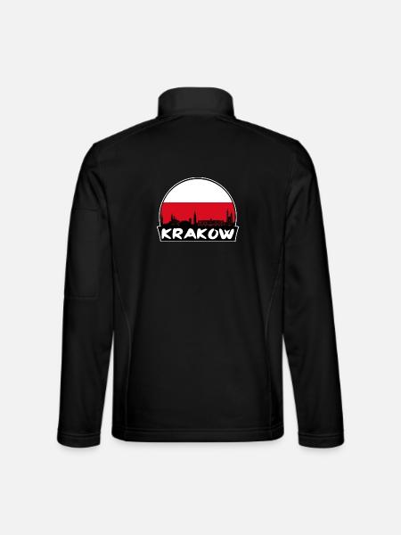 Krakau Polen Flagge Skyline Silhouette Reisen - Unisex Softshelljacke - Schwarz - Hinten