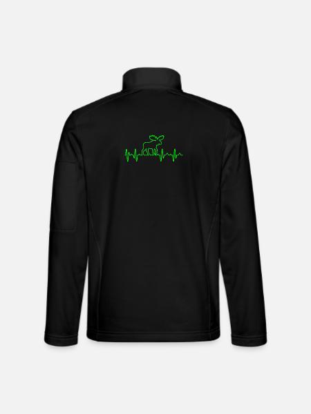 Elch Älg Elchbulle Elchkuh Herzschlag Heartbeat - Unisex Softshelljacke - Schwarz