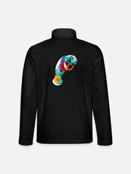Farbenfrohe Seekuh Polygonkunst - Unisex Softshelljacke - Schwarz - Hinten
