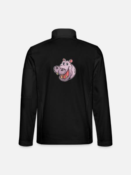 Neugieriges Nilpferd Wasserloch - Unisex Softshelljacke - Schwarz - Hinten