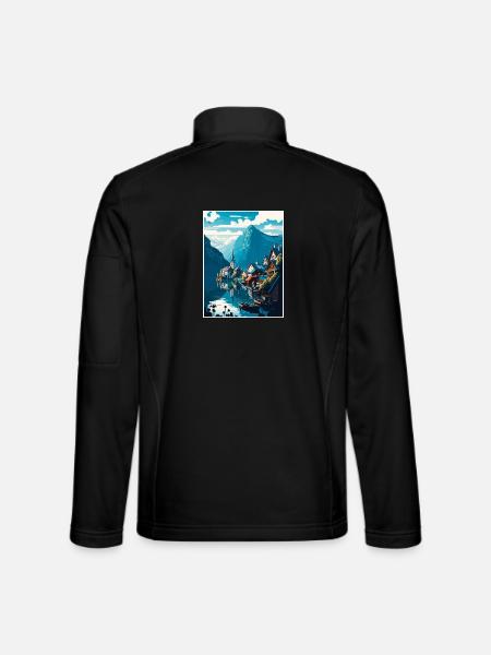 Hallstättersee Alpine Bergkulisse - Unisex Softshelljacke - Schwarz - Hinten