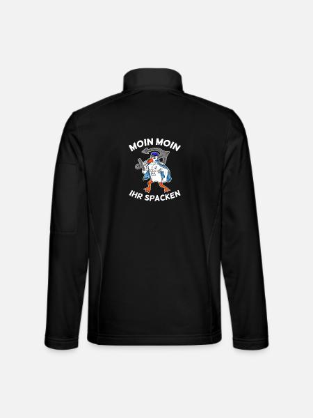 Moin Moin ihr spacken Möwe Nordsee Ostsee Norden - Unisex Softshelljacke - Schwarz - Hinten