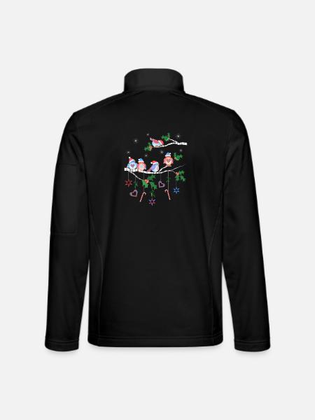 Vögel im Winter auf einem Ast Vogel - Unisex Softshelljacke - Schwarz