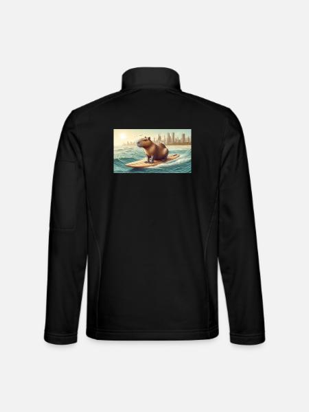 Surfendes Wasserschwein - Unisex Softshelljacke - Schwarz