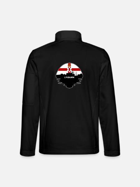 Lisburn-Nordirland-Flaggen-Skyline-Schattenbild T - Unisex Softshelljacke - Schwarz - Hinten
