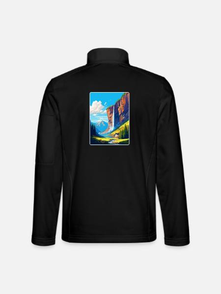 Staubbach Falls Switzerland Vintage Travel Poster - Unisex Softshell Jacket - black - Back