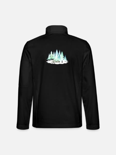 Winter Winterlandschaft Schnee Tannen - Unisex Softshelljacke - Schwarz - Hinten