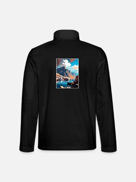 Kalymnos Griechenland Dekoration Vintage Reiseposter - Unisex Softshelljacke - Schwarz - Hinten