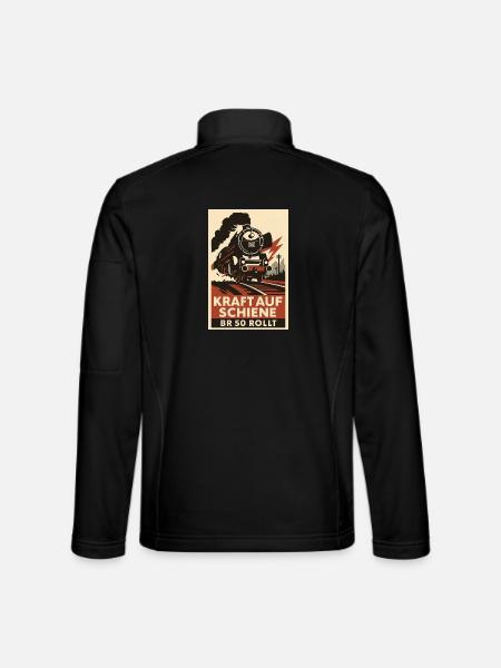 Eisenbahn Kraft auf Schiene BR 50 rollt Güterzug - Unisex Softshelljacke - Schwarz - Hinten