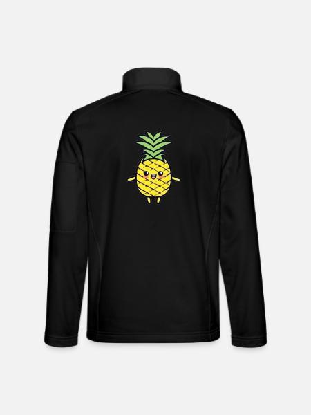 Cheerful Pineapple Cartoon Charm - Unisex Softshell Jacket - black