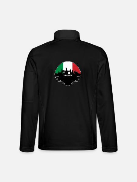 Verona Italien Flagge Skyline Silhouette Reisen - Unisex Softshelljacke - Schwarz - Hinten