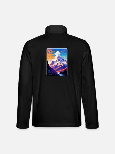 Mont Blanc Berg Europa Vintage Reiseplakat - Unisex Softshelljacke - Schwarz - Hinten