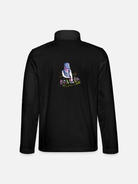 DJ am Mischpult Plattenspieler Party - Unisex Softshelljacke - Schwarz
