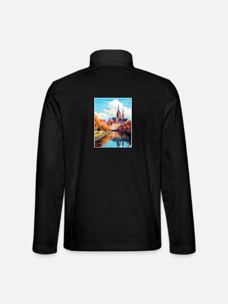 Amiens Frankreich Vintage Reiseposter WPA Souvenir - Unisex Softshelljacke - Schwarz - Hinten