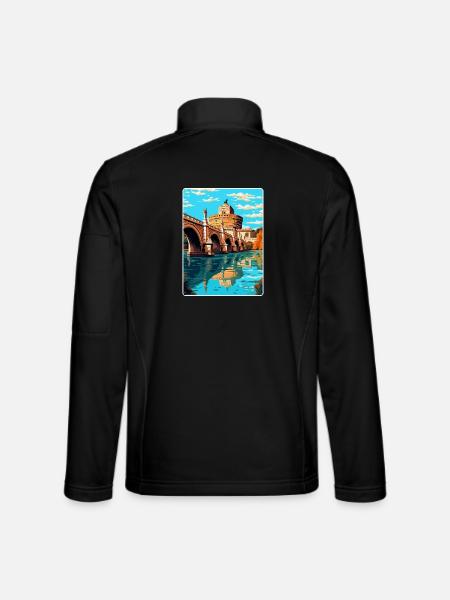 St. Angelo Brücke Italien Vintage Reiseplakat WPA - Unisex Softshelljacke - Schwarz - Hinten