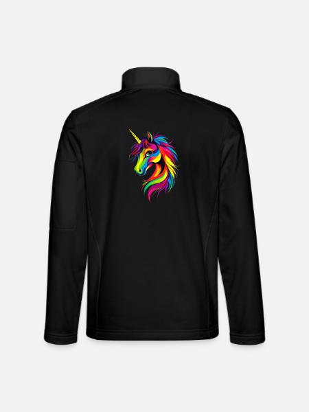 Einhorn Bunt Regenbogen Pferde Reiten Einhörner - Unisex Softshelljacke - Schwarz