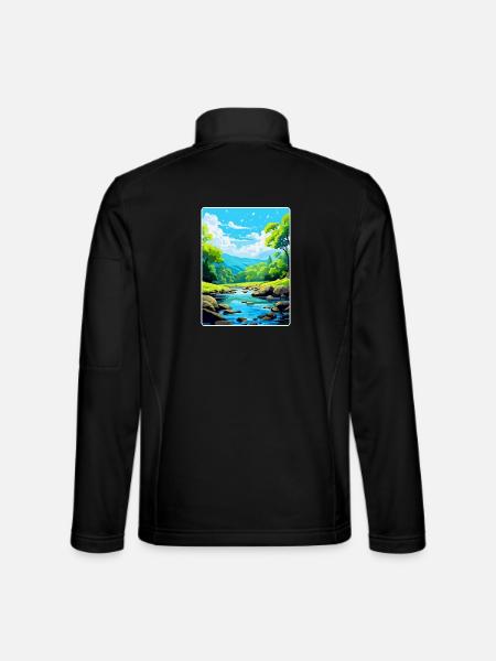 Golitha Falls England Uk Travel Poster Souvenir - Unisex Softshell Jacket - black - Back