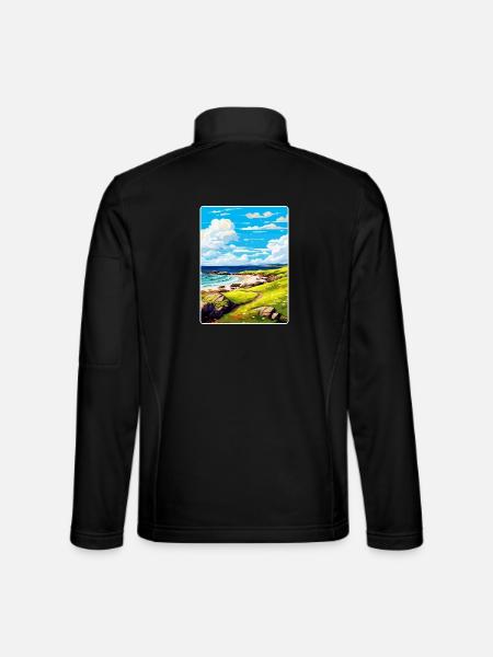 Isle Of Coll Schottland UK Vintage Reiseposter WPA - Unisex Softshelljacke - Schwarz - Hinten