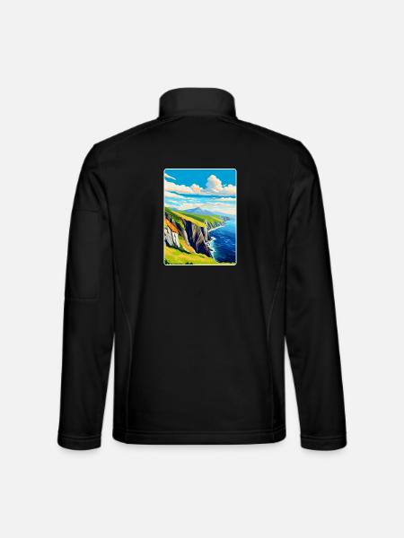 Slieve League Ireland Uk Vintage Travel Poster WPA - Unisex Softshell Jacket - black - Back