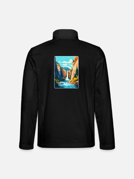 Foroglio Falls Switzerland Vintage Travel Poster - Unisex Softshell Jacket - black - Back