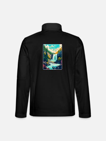 Giessbach Falls Switzerland Vintage Travel Poster - Unisex Softshell Jacket - black - Back