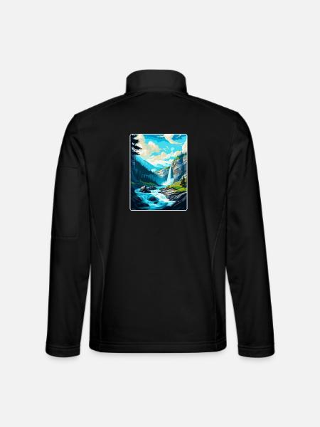 Engstligen Falls Switzerland Vintage Travel Poster - Unisex Softshell Jacket - black - Back