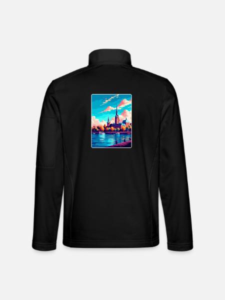 Mainz Deutschland Vintage Reiseplakat WPA Souvenir - Unisex Softshelljacke - Schwarz