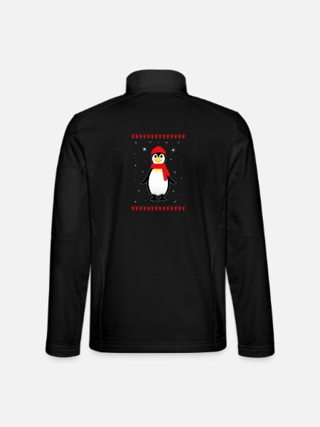 Pinguin Schnee Sterne - Unisex Softshelljacke - Schwarz - Hinten