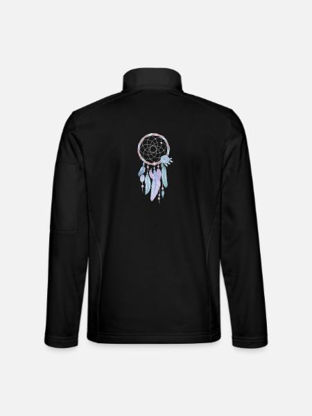 Traumfänger der Farben – sanfte Träume & Harmonie - Unisex Softshelljacke - Schwarz - Hinten