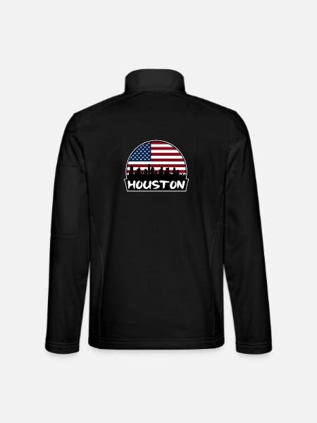 Houston Texas USA Flagge Skyline Silhouette Reisen - Unisex Softshelljacke - Schwarz - Hinten
