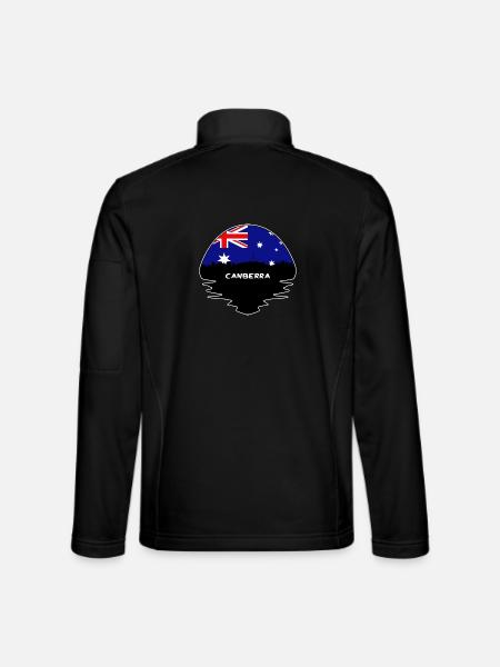 Canberra Australien Flagge Skyline Silhouette Reisen - Unisex Softshelljacke - Schwarz - Hinten