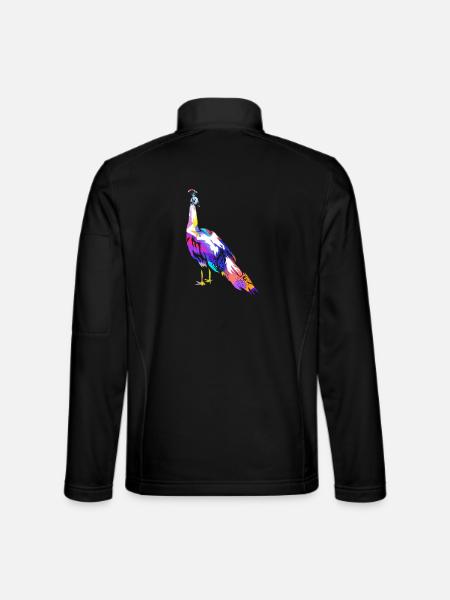 Stolzierender Pfau Federschmuck - Unisex Softshelljacke - Schwarz - Hinten