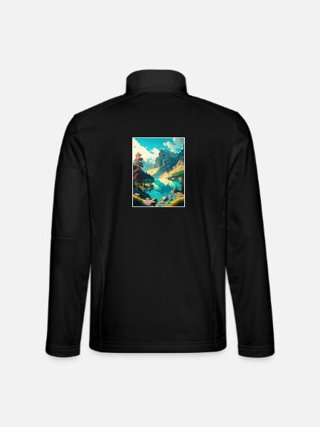 Caumasee Schweiz Vintage Reiseposter WPA Kunst - Unisex Softshelljacke - Schwarz - Hinten