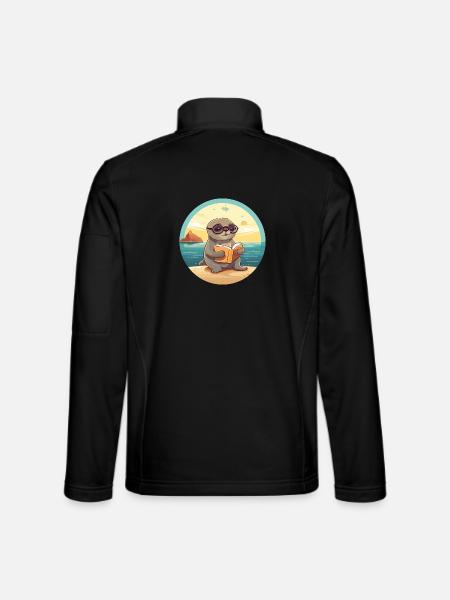 Siegel Niedliche Lustige Karikatur Kawaii Buch Strand - Unisex Softshelljacke - Schwarz - Hinten