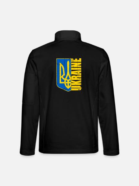 Ukraine Fußball Trikot Flagge Ukraina - Unisex Softshelljacke - Schwarz - Hinten