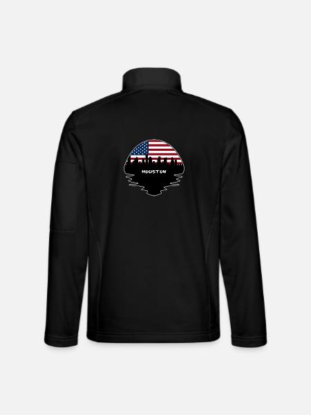 Houston Texas USA Flagge Skyline Silhouette Reisen - Unisex Softshelljacke - Schwarz - Hinten