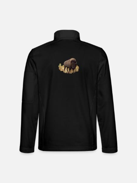 Bison Büffel Buffalo USA Amerika Indianer Tier - Unisex Softshelljacke - Schwarz - Hinten